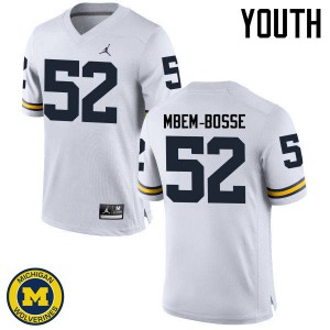 #52 Elysee Mbem-Bosse Michigan Jordan Brand Youth University Jerseys White