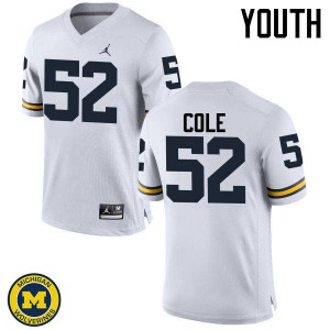 #52 Mason Cole Michigan Jordan Brand Youth College Jerseys White