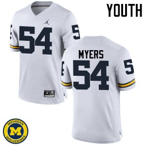#54 Carl Myers Michigan Jordan Brand Youth Stitch Jersey White