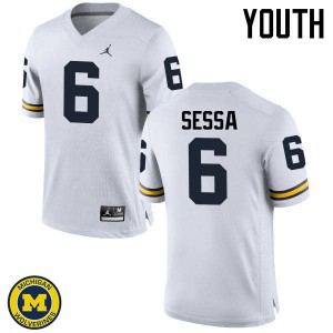 #6 Michael Sessa Michigan Jordan Brand Youth University Jersey White