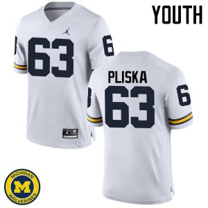 #63 Ben Pliska Michigan Jordan Brand Youth Embroidery Jerseys White