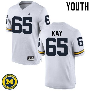 #65 Anthony Kay Michigan Jordan Brand Youth Official Jerseys White