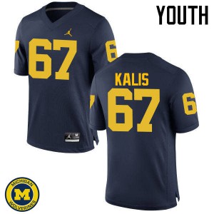 #67 Kyle Kalis Wolverines Jordan Brand Youth NCAA Jerseys Navy