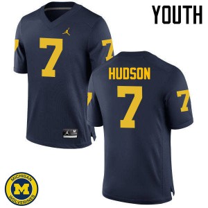 #7 Khaleke Hudson Michigan Jordan Brand Youth Stitch Jersey Navy