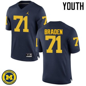 #71 Ben Braden Michigan Jordan Brand Youth College Jerseys Navy