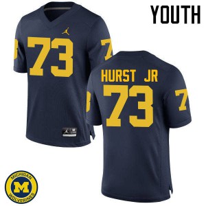 #73 Maurice Hurst Jr Wolverines Jordan Brand Youth Football Jerseys Navy