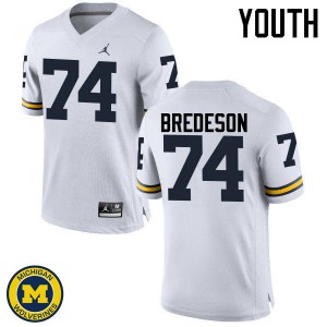 #74 Ben Bredeson University of Michigan Jordan Brand Youth University Jerseys White
