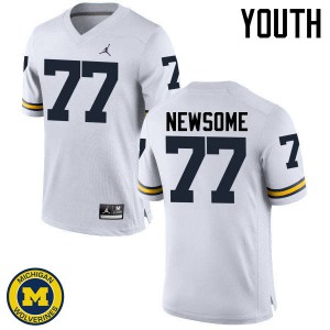#77 Grant Newsome Michigan Jordan Brand Youth Player Jersey White