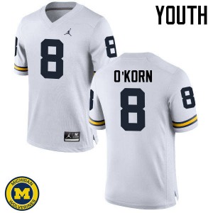 #8 John O'Korn Wolverines Jordan Brand Youth Stitched Jersey White
