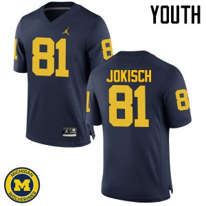 #81 Dan Jokisch University of Michigan Jordan Brand Youth Stitched Jerseys Navy