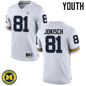 #81 Dan Jokisch Michigan Jordan Brand Youth Embroidery Jersey White