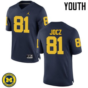 #81 Michael Jocz University of Michigan Jordan Brand Youth Stitch Jerseys Navy