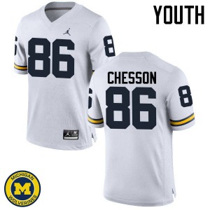 #86 Jehu Chesson Michigan Wolverines Jordan Brand Youth Stitch Jersey White