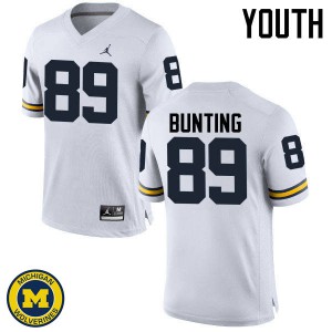 #89 Ian Bunting Michigan Wolverines Jordan Brand Youth NCAA Jersey White