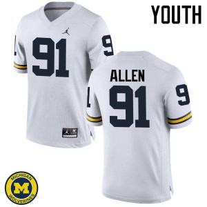 #91 Kenny Allen University of Michigan Jordan Brand Youth Player Jerseys White