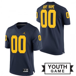 #00 Custom Michigan Jordan Brand Youth Game Embroidery Jerseys Navy
