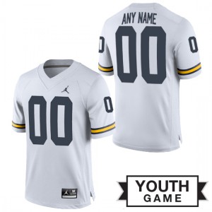 #00 Custom Michigan Jordan Brand Youth Game Stitched Jersey White