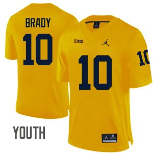 #10 Tom Brady Michigan Jordan Brand Youth Embroidery Jersey Maize