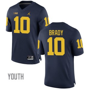 #10 Tom Brady Michigan University of Michigan Jordan Brand Youth Football Jersey Navy